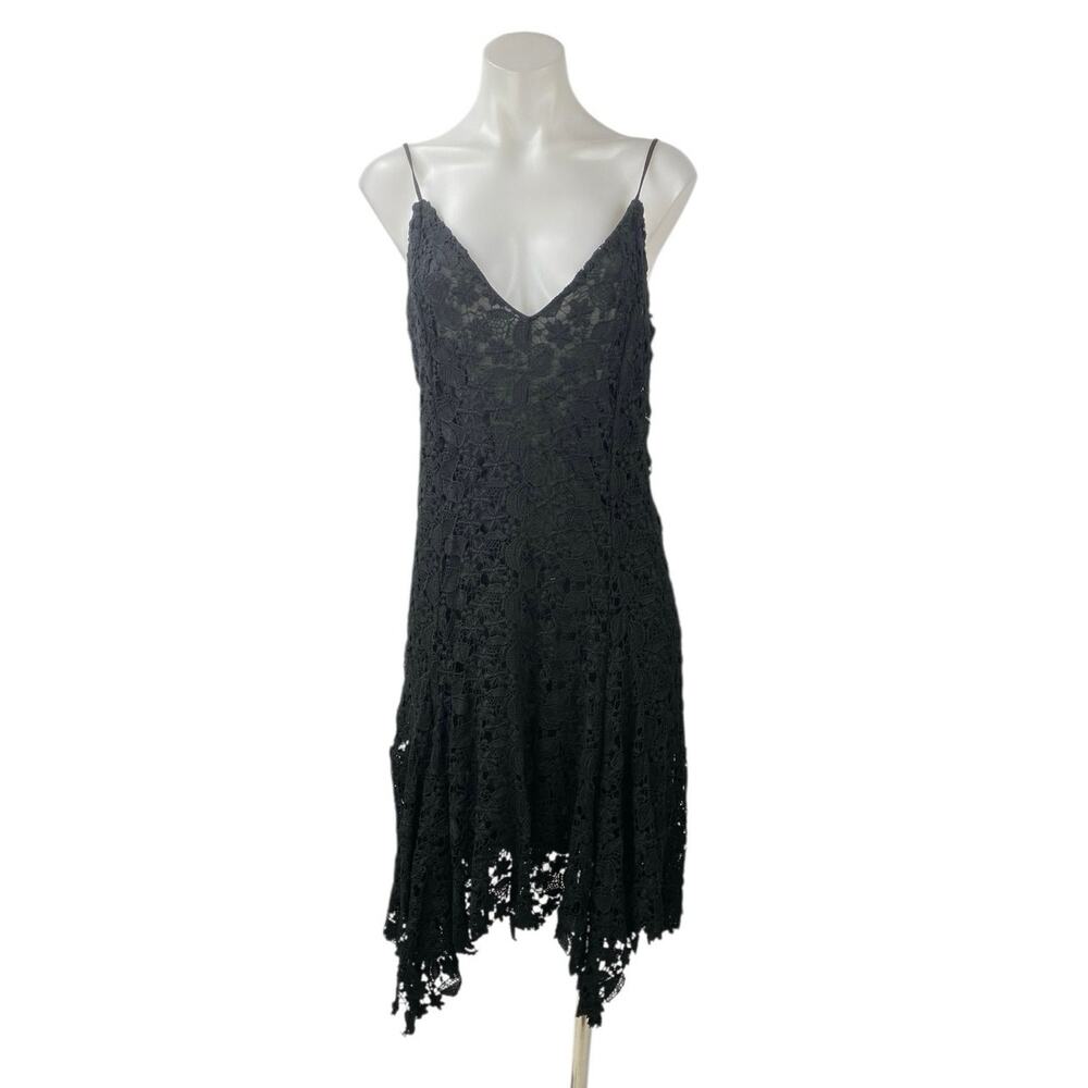 Polo Ralph Lauren Black Floral Lace Sleeveless Cami Camisole Midi A-Line Dress M
